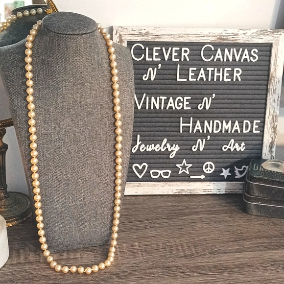 Vintage cream pearl necklace 1950s retro - Picture 6 of 7